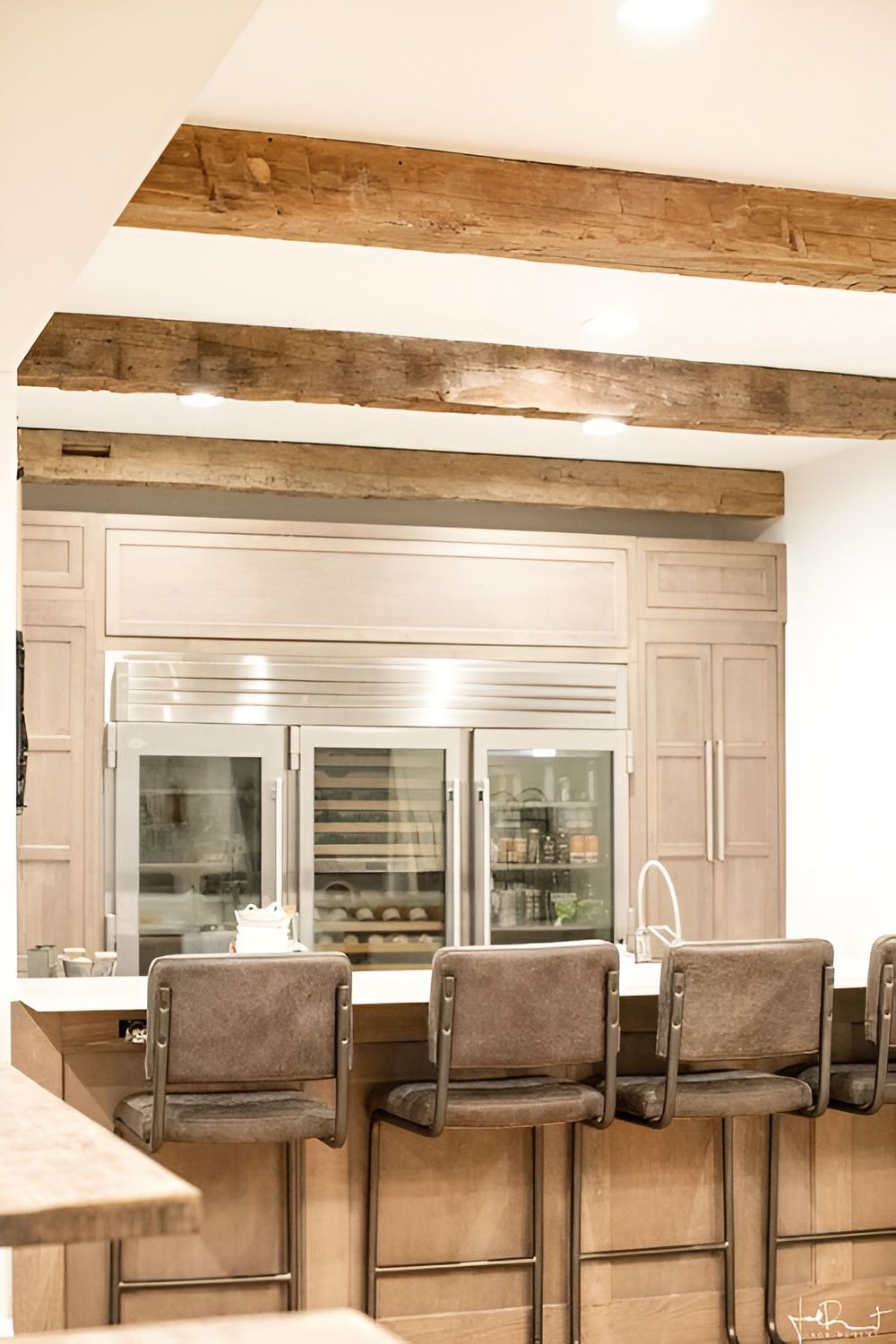 Close-up of reclaimed barn siding texture on an accent wall