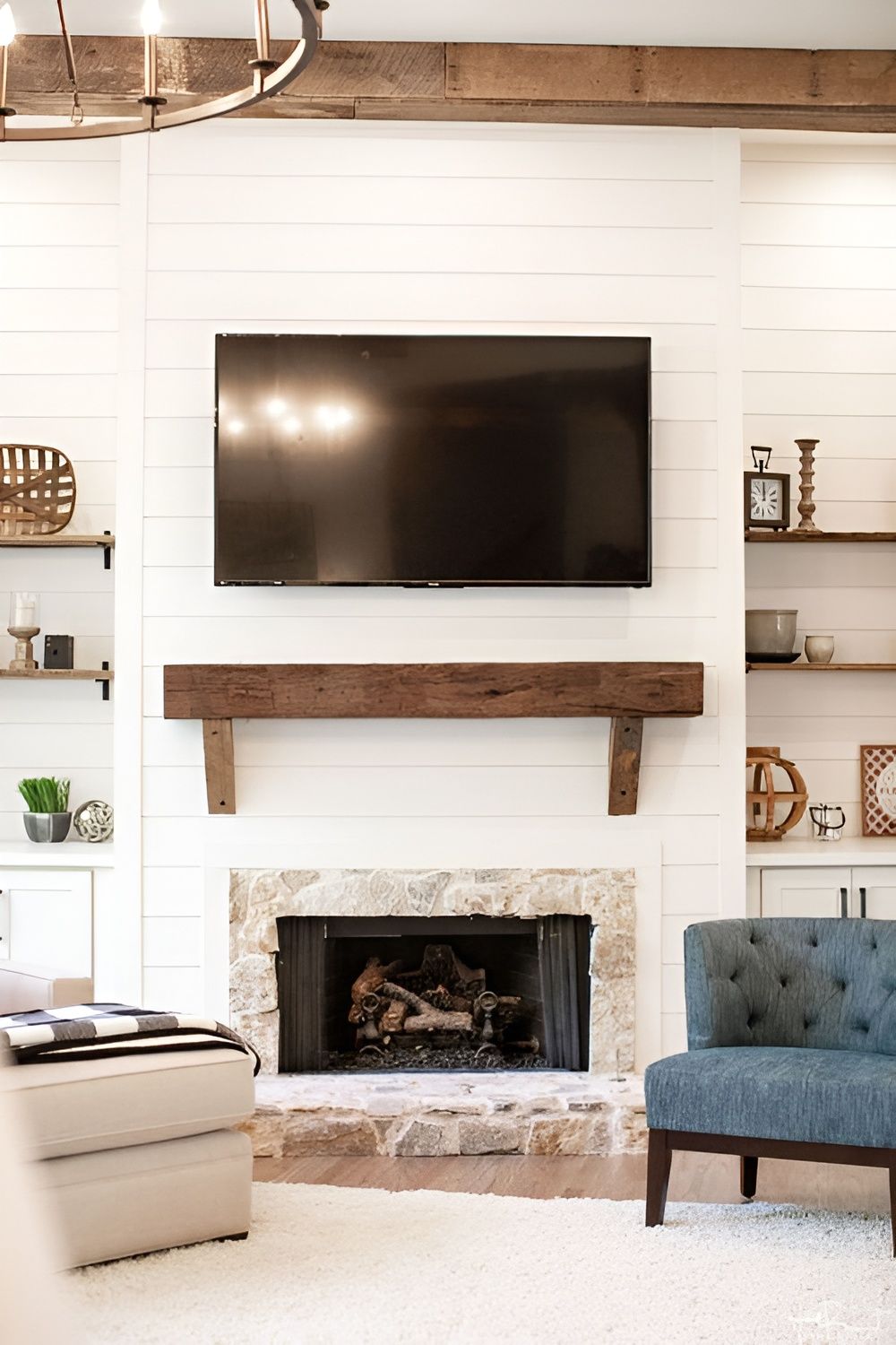 Reclaimed wood wall paneling installed in a commercial interior