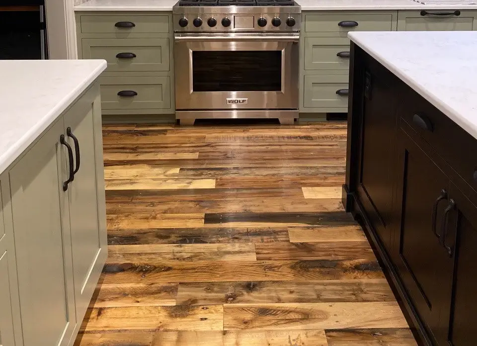 Factory Floor Mixed Hardwood flooring